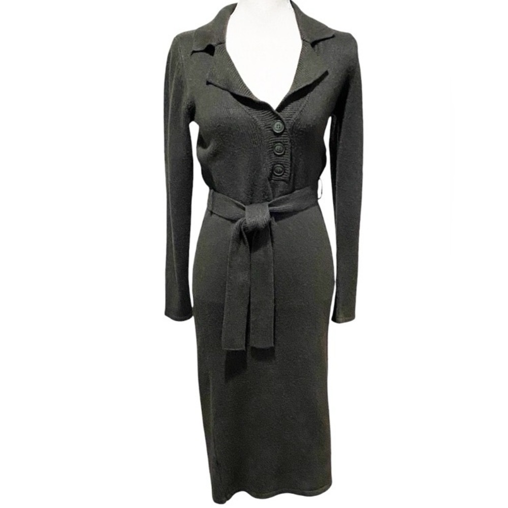 Nicole Miller New York Long Sleeve Belted Midi Sweater Dress Size XS